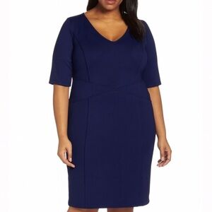 New! Eloquii‎ 9 to 5 Stretch Work Dress navy blue sheath, size 14